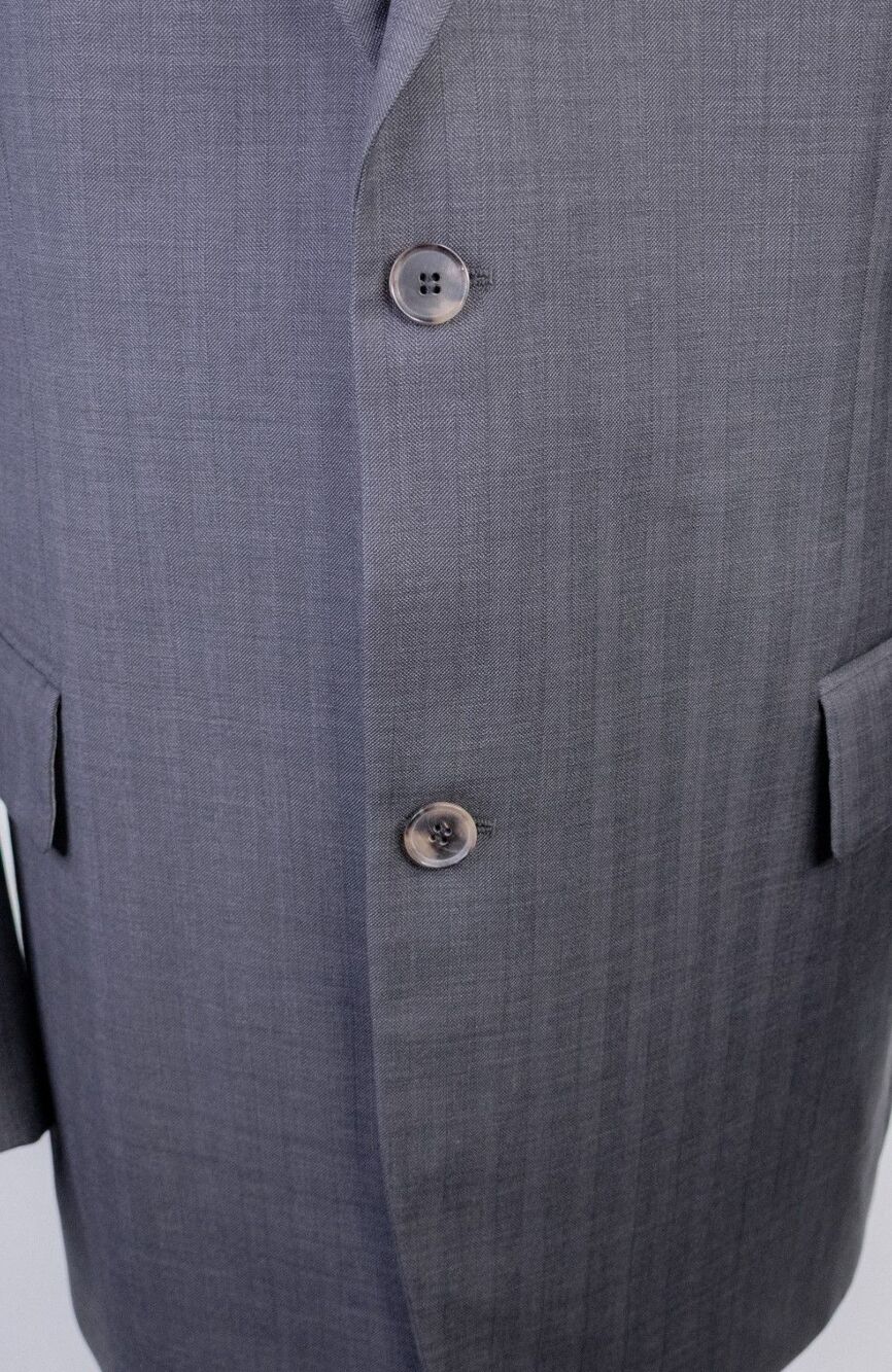 Hugo Boss 2-Pcs Gray Suit Super 100 Wool Jacket Blazer Sz 46L Pants 42X33 - Picture 3 of 16